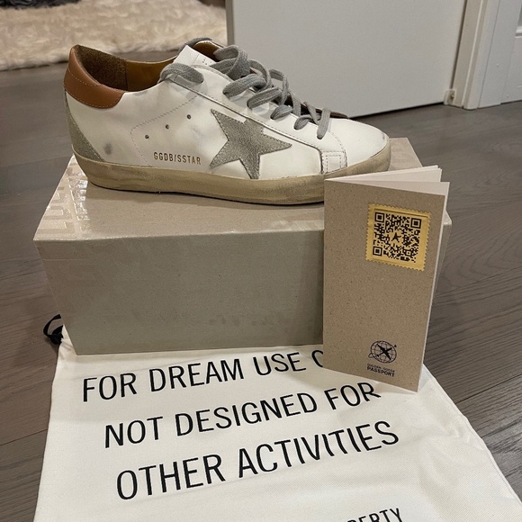 Golden Goose Super-Star White Vacchetta Tan Suede Patch - Picture 7 of 9